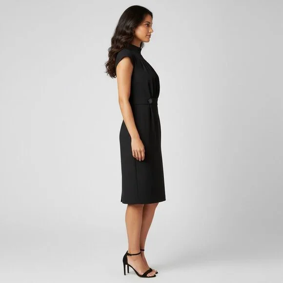 NWT Calvin Klein Black Cap Sleeve Sheath Dress | Quiet Luxury Business Corpcore - Picture 6 of 15